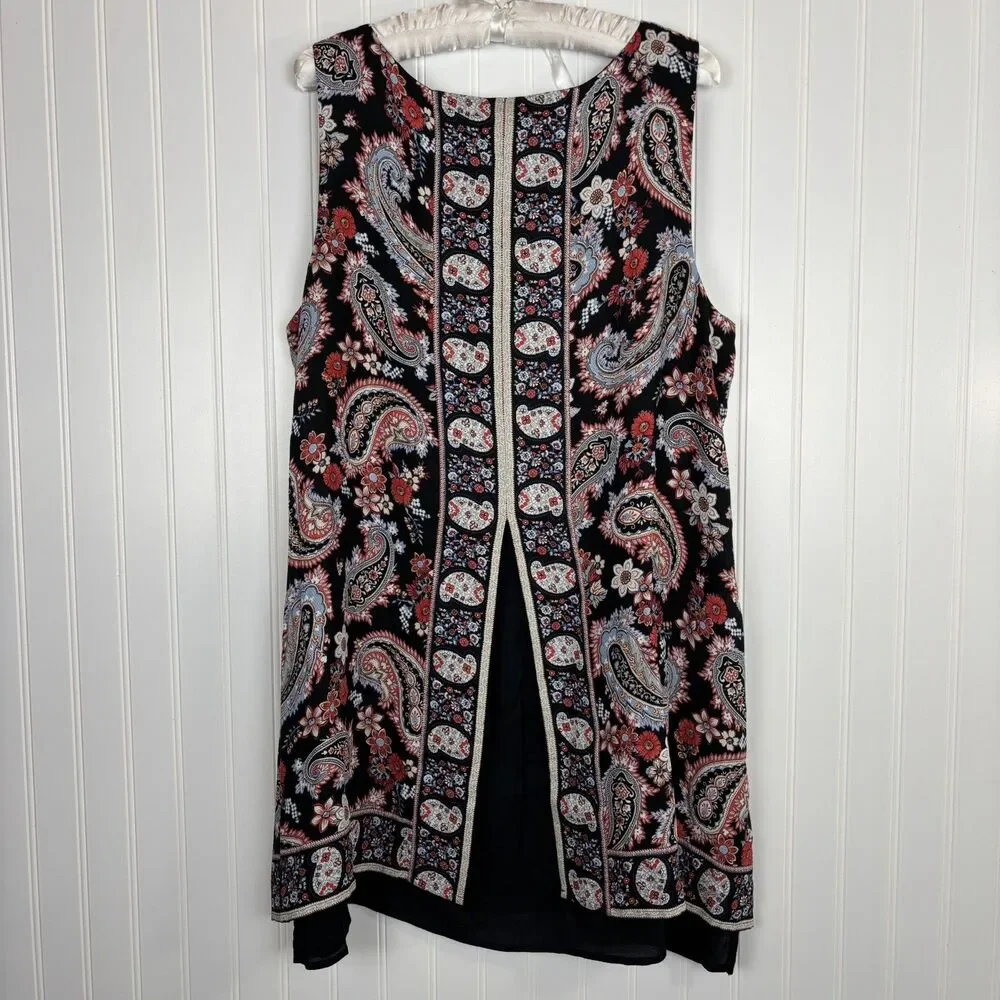 J Jill Womens Black Floral Paisley Dress Size L Shift Lined Lightweight Summer - Picture 2 of 13